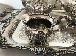 Stunning 5 Piece Victorian Chased Tea/coffee Service Complete With Tray