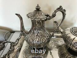 Stunning 5 Piece Victorian Chased Tea/coffee Service Complete With Tray