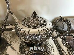 Stunning 5 Piece Victorian Chased Tea/coffee Service Complete With Tray