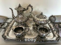 Stunning 5 Piece Victorian Chased Tea/coffee Service Complete With Tray