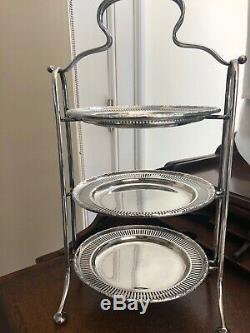 Stunning ALEX CLARK LONDON ENGLISH Antique 3 Tier Afternoon Tea Cake Stand Large