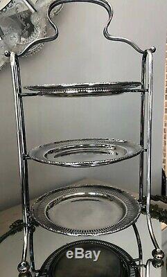 Stunning ALEX CLARK LONDON ENGLISH Antique 3 Tier Afternoon Tea Cake Stand Large