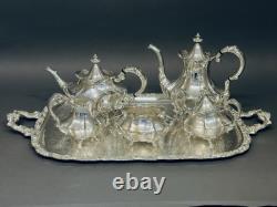 Stunning Antique 5 Victorian Style Reed & Barton Tea Set on Webster Wilcox Tray Stunning Antique 5 Victorian Style Reed & Barton Tea Set on Webster Wilcox Tray