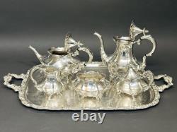 Stunning Antique 5 Victorian Style Reed & Barton Tea Set on Webster Wilcox Tray Stunning Antique 5 Victorian Style Reed & Barton Tea Set on Webster Wilcox Tray