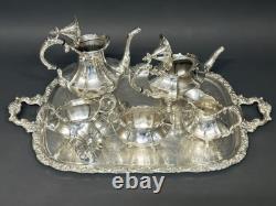 Stunning Antique 5 Victorian Style Reed & Barton Tea Set on Webster Wilcox Tray Stunning Antique 5 Victorian Style Reed & Barton Tea Set on Webster Wilcox Tray