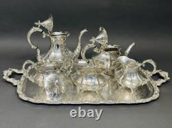Stunning Antique 5 Victorian Style Reed & Barton Tea Set on Webster Wilcox Tray Stunning Antique 5 Victorian Style Reed & Barton Tea Set on Webster Wilcox Tray