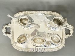 Stunning Antique 5 Victorian Style Reed & Barton Tea Set on Webster Wilcox Tray Stunning Antique 5 Victorian Style Reed & Barton Tea Set on Webster Wilcox Tray