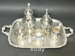 Stunning Antique 5 Victorian Style Reed & Barton Tea Set on Webster Wilcox Tray Stunning Antique 5 Victorian Style Reed & Barton Tea Set on Webster Wilcox Tray