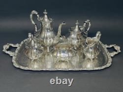 Stunning Antique 5 Victorian Style Reed & Barton Tea Set on Webster Wilcox Tray Stunning Antique 5 Victorian Style Reed & Barton Tea Set on Webster Wilcox Tray