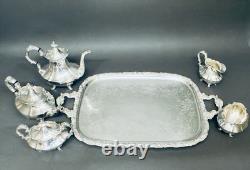 Stunning Antique 5 Victorian Style Reed & Barton Tea Set on Webster Wilcox Tray Stunning Antique 5 Victorian Style Reed & Barton Tea Set on Webster Wilcox Tray