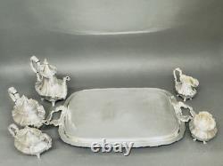 Stunning Antique 5 Victorian Style Reed & Barton Tea Set on Webster Wilcox Tray Stunning Antique 5 Victorian Style Reed & Barton Tea Set on Webster Wilcox Tray