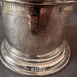 Stunning Antique Etched Floral Silver Plate Lidded Tea Caddy Biscuit Barrel