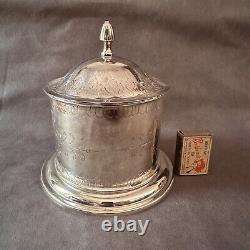 Stunning Antique Etched Floral Silver Plate Lidded Tea Caddy Biscuit Barrel