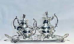 Stunning Antique Set Of Five Tea Set Meriden Silver Plated On Copper