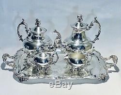Stunning Antique Set Of Five Tea Set Meriden Silver Plated On Copper