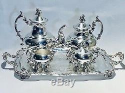 Stunning Antique Set Of Five Tea Set Meriden Silver Plated On Copper