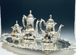 Stunning Antique Set of 6 Victorian Lancaster Rose Poole Tea Set Silver Plated