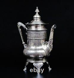 Stunning Antique Victorian Derby Silver Co. Tea Pot Quadruple Plate. 12 Height