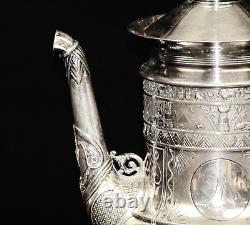 Stunning Antique Victorian Derby Silver Co. Tea Pot Quadruple Plate. 12 Height