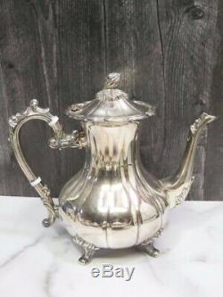 Stunning FB Rogers Silver 1883 Coffee Tea Set Footed Acorn Squash Motif