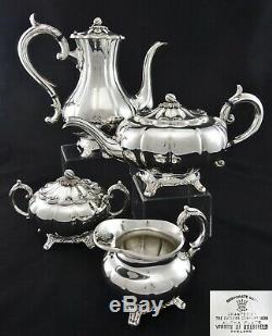 Stunning Heavy 4 Piece Viners Melon Style Tea Set Sugar Creamer Silver Plated