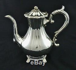 Stunning Heavy 4 Piece Viners Melon Style Tea Set Sugar Creamer Silver Plated