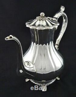 Stunning Heavy 4 Piece Viners Melon Style Tea Set Sugar Creamer Silver Plated