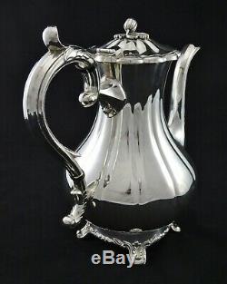 Stunning Heavy 4 Piece Viners Melon Style Tea Set Sugar Creamer Silver Plated