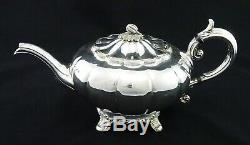 Stunning Heavy 4 Piece Viners Melon Style Tea Set Sugar Creamer Silver Plated