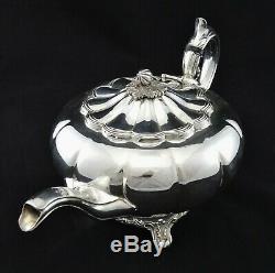 Stunning Heavy 4 Piece Viners Melon Style Tea Set Sugar Creamer Silver Plated