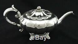 Stunning Heavy 4 Piece Viners Melon Style Tea Set Sugar Creamer Silver Plated