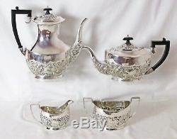 Stunning Sheffield Silver Plated Repousse 4 Pc Tea & Coffee Set