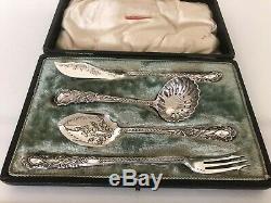 Stunning Victorian 4 Piece Cased Tea Cutlery Set By Robert Mosley Sheffield