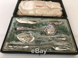 Stunning Victorian 4 Piece Cased Tea Cutlery Set By Robert Mosley Sheffield