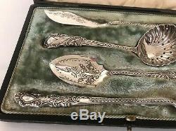 Stunning Victorian 4 Piece Cased Tea Cutlery Set By Robert Mosley Sheffield