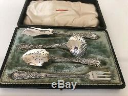 Stunning Victorian 4 Piece Cased Tea Cutlery Set By Robert Mosley Sheffield