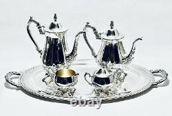 Stunning Vintage Set of Five Oneida English Tea Set Silver Plated