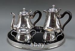 Stylish Christofle Silverplate 5pc Tea Set Including Tray