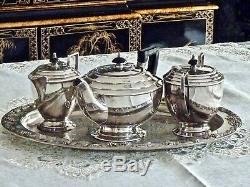 Superb Art Deco Silver Plated Tea Set With Tray Hegworths C 1930's