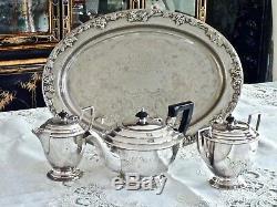 Superb Art Deco Silver Plated Tea Set With Tray Hegworths C 1930's