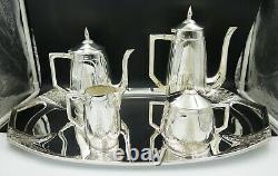 Superb German WMF Silverplate Art Nouveau Tea and Coffee Set 5 Pieces, ca 1890