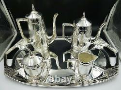 Superb German WMF Silverplate Art Nouveau Tea and Coffee Set 5 Pieces, ca 1890