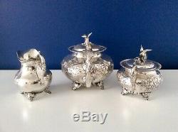 Superb Sheffield Art Nouveau Repousse Silver Plated Tea Set J Turton & Co C1910