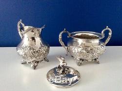 Superb Sheffield Art Nouveau Repousse Silver Plated Tea Set J Turton & Co C1910