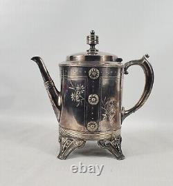 Tea Coffee Service Aesthetic Movement S Plate Floral Decor 1915 pattern 4 pcs