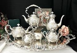 Tea & Coffee Set John Turton Silver Plated Shefield Hand Chased Towle Tray 6 Pc