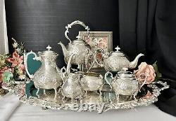 Tea & Coffee Set John Turton Silver Plated Shefield Hand Chased Towle Tray 6 Pc