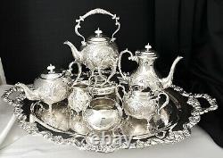 Tea & Coffee Set John Turton Silver Plated Shefield Hand Chased Towle Tray 6 Pc