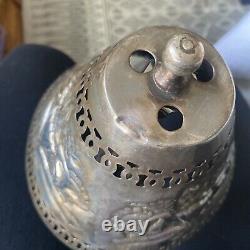 Tea Pot Lamp Silver plate Tin Punched Metal Shade Etched tea pot Vintage