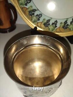 Tea Pot Set Figural Egyptian Revival 3 Pcs Triple Silver Plate Set by Manhattan